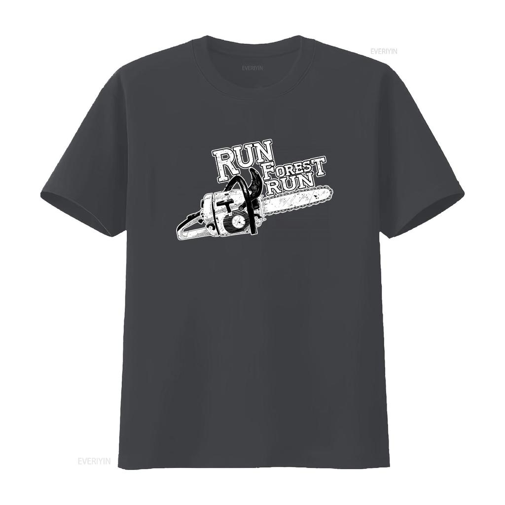 Run Forest Chainsaw T Shirt Black Dmc Style with Running Gump Movie Quote Perfect for Lumberjack Enthusiasts vintage Washed