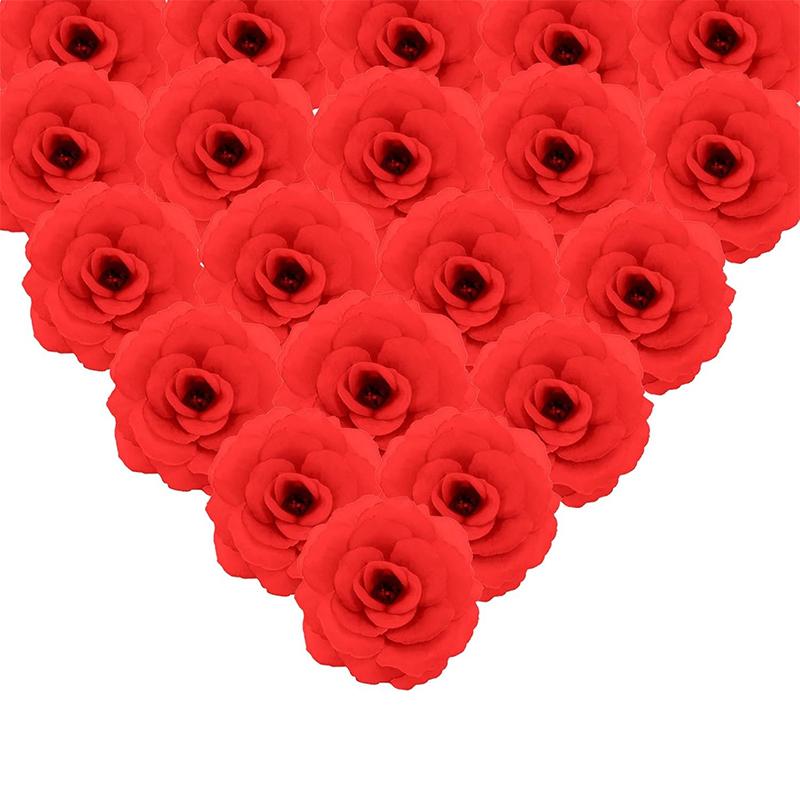 

5/10/20PC Gold Artificial Rose Heads for Cake Decorations Fake Fabric Rose Craft Heads Stemless Flower DIY Wedding Party Decor 5Pcs красный