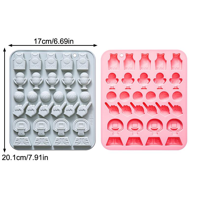 Silikonová forma na čokoládu s motivem basketbalu, sportovní silikonová forma, 30 dutin, dres, trofej, silikonová forma na fondán, cukroví, pečení