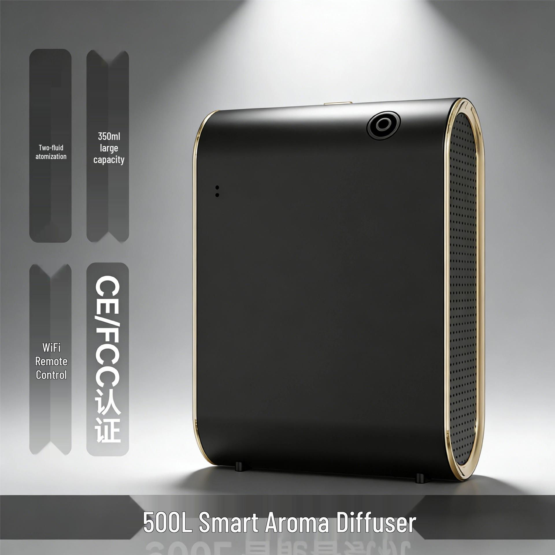 

500L Smart Aroma Diffuser: Wall-Mounted Bluetooth Scent Diffuser with Two-Fluid Atomization, 350ml for Commercial Use China Plug + Chinese Manual