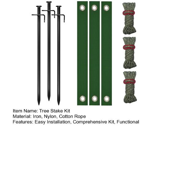 Tree Stake Kit Heavy Duty Young Trees Supports Against Bad Weather Tree Staking Kit with Ground Stakes 4m Ropes Tree Ties for Leaning Trees
