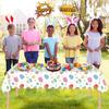 2 Pack Easter Tablecloth - Colorful Easter Eggs Table Cloth, Plastic Disposable Rectangle Spring Easters Egg Table Cover for Easters Tables