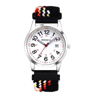Women's Round Wristwatch with Braided Strap, Large Numerals, Adjustable Dial, Calendar Function, Suitable for Seniors, Analog Quartz Movement,