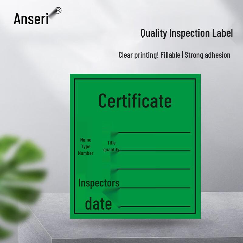 Ansaire Self-Adhesive Quality Control Certificate Labels