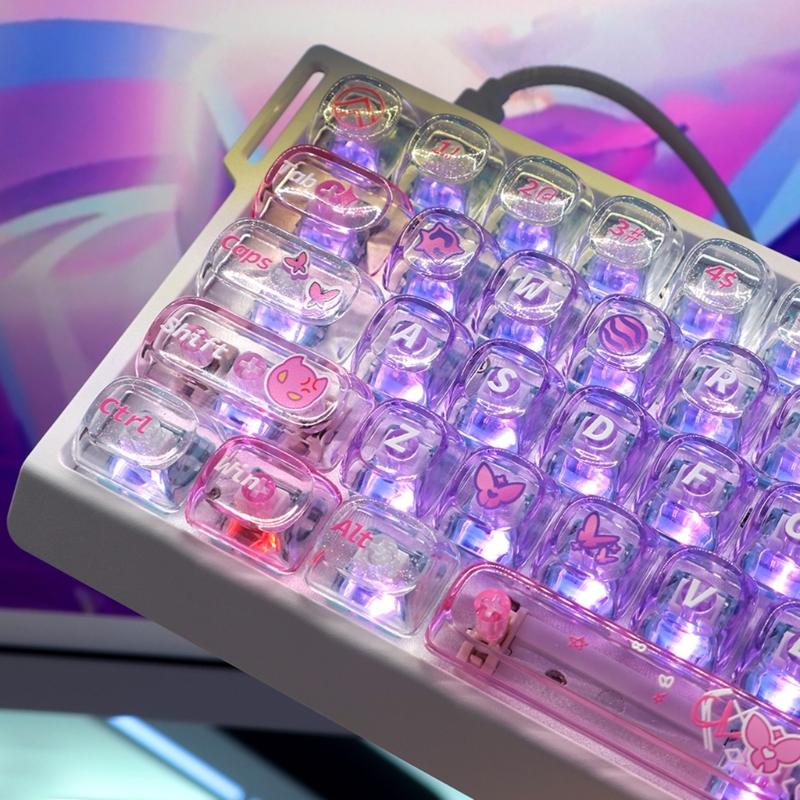 PC Keycaps Improved Backlighting Long Use Wear Resistance Ergonomic Texture for Gaming & Office  Mechanical Keyboards