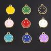 Round Alloy Oil Drip Mini Pendant Vibrant Smiley Face Charm Handcraft Ornament Fashion Bracelet Necklace Earring Making Raw