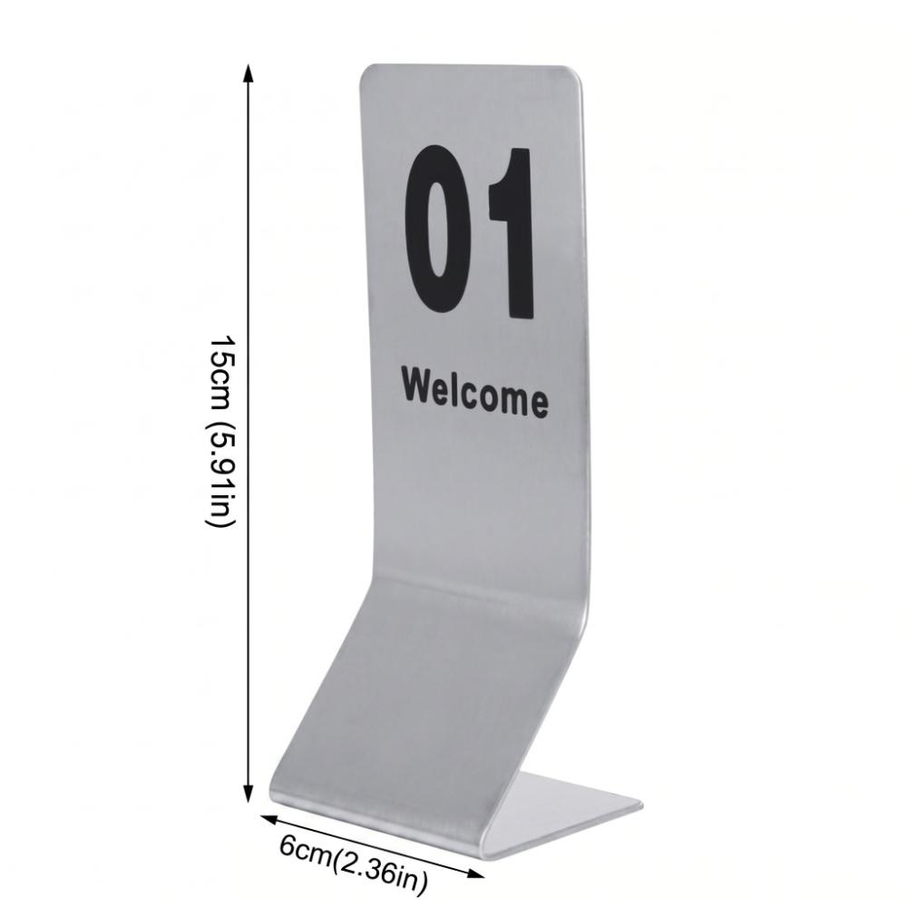 10pcs Double Sided Table Number Props Stainless Steel Table Cards Reception Seating