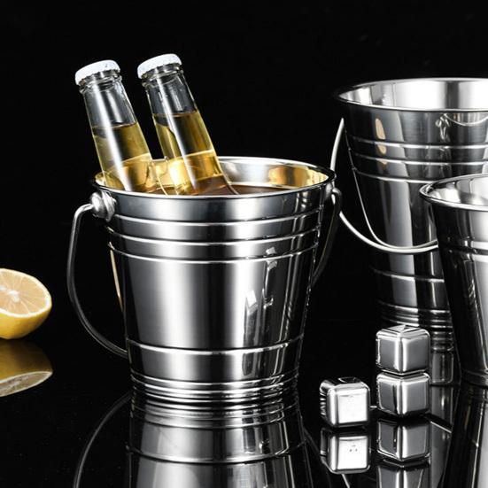 Yousheng Stainless Steel Ice Bucket, with Handle Portable Beverage Tub, Mirror Polished Durable Ice Tub, for Bars Parties KTV Beverage