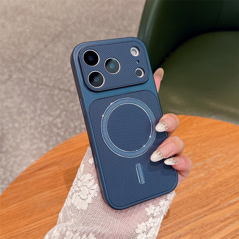 Applicable To iPhone17Pro Mobile Phone Case PU Sticker Magnetic Suction Apple 16 Seconds To 17 Large Windows Anti-drop Protective Case