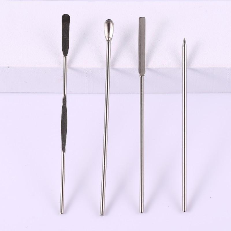 4Pcs Nail Art Stirring Rod Tool Stainless Steel Powder Liquid Gel Polish Spoon Spatula Foundation Mixing Tool