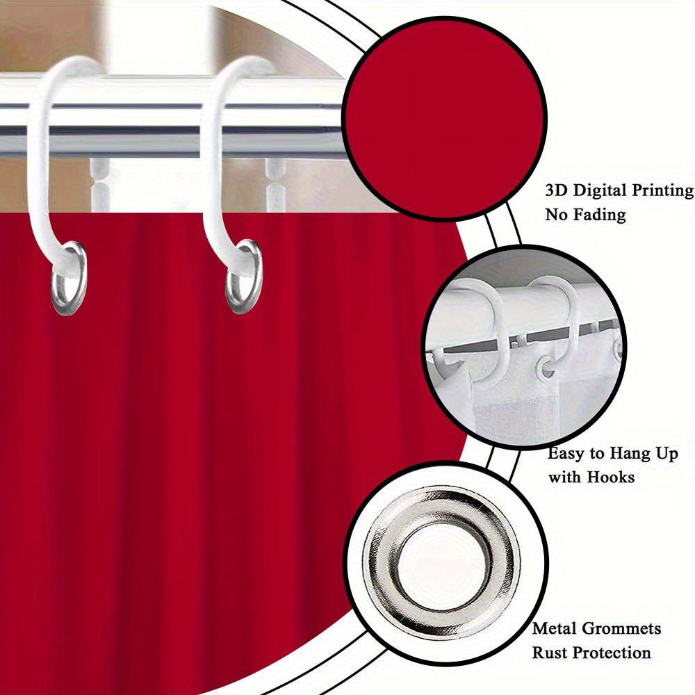 Elegant Red Shower Curtain With White Line Heart Design Waterproof Polyester Bath Curtain No Punching For Modern Bathroom Decor