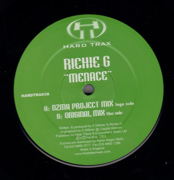 

12inch Record RICHIE G - Menace HARDTRAX38 Hard Trax 2003 UK Dance & Electronica Used