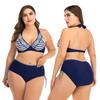 New 2025 Thick Women Swimsuit Plunging Bikini Set Big Breast Backless Swimwear Halter Beach Wear Biquinis Bathing Suit 4XL