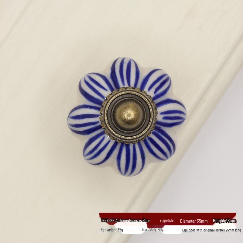 Hand-Painted Ceramic Floral Pumpkin Drawer & Cabinet Handle