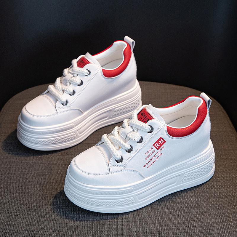 

Leather little white shoes women s new inner height increase single shoes muffin platform sports shoes small casual shoes 39