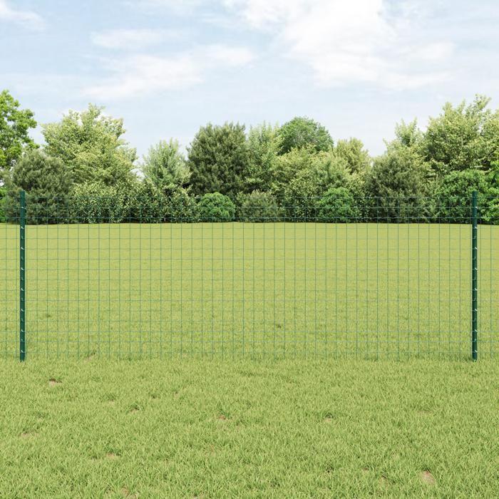 VidaXL Poteaux de clôture 11 pcs U-Channel Vert 80 cm Acier 42006263