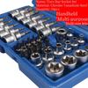 New 34pcs Bit Socket and E-Torx Star Socket Set 1/4" 3/8" Drive Male Female E-torx Security Bits Handheld Tool Auto Repair Tool