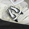 Designer Schwarz Weiß Farbe Niedrige Absatz Sandalen Damen Sexy Spitze Zehen Riemchen Keilabsatz Hohe Absätze Damen Elegante Absätze