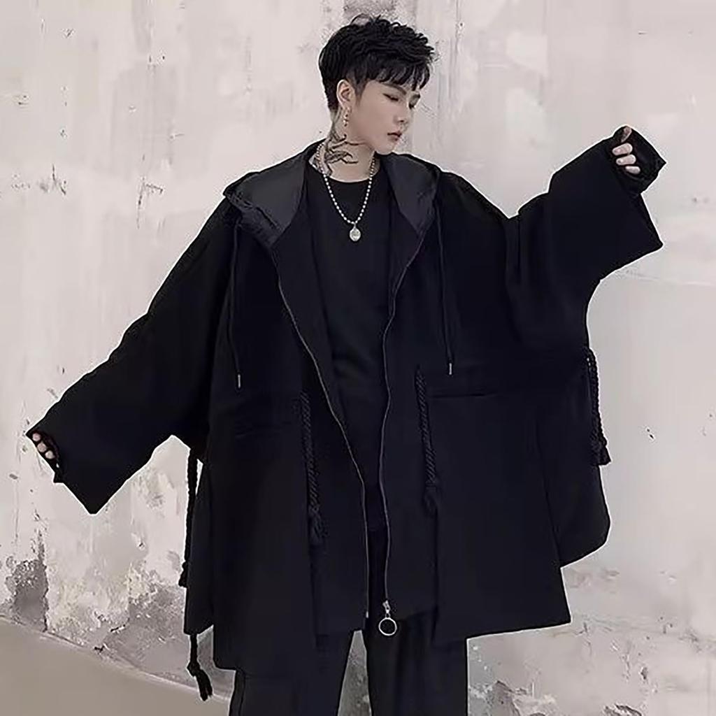 TOWYYO Poncho Einfacher Dolman-Umhang mit Ausgestellter Mehrlagiger Fleece Plus Harajuku und Modern Schmeichelhaft für und Winter Herren-Hoodie, Farbe, Kapuze, Ärmel,