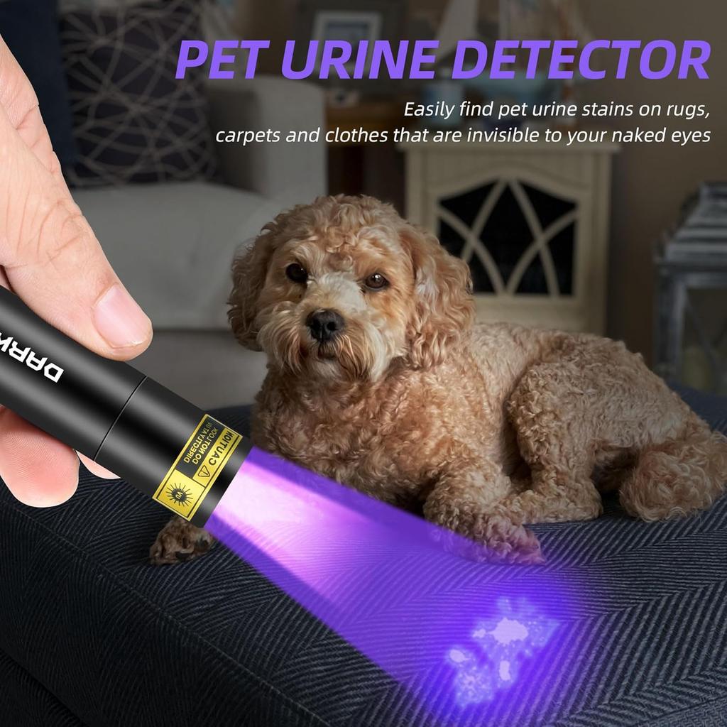 DARKBEAM Flashlight UV Black Light 395 NM, Mini but Powerful USB- C LED Rechargeable Woods Lamp, Ultraviolet Flashlights for Pet Urine, Stains