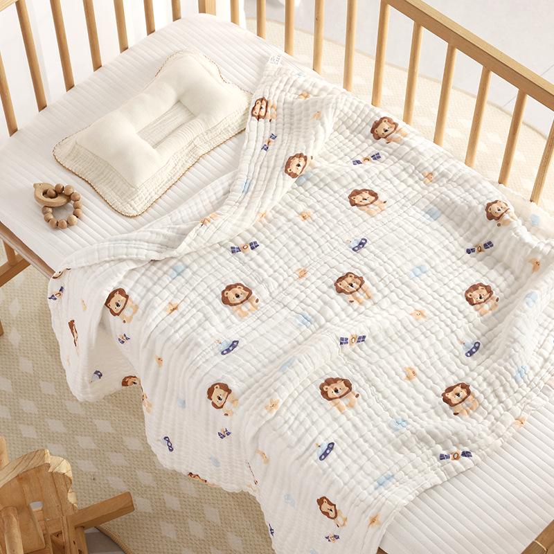 110x110cm High Density Pure Cotton Six-Layer Gauze Baby Bath Towel and Toddler Blanket