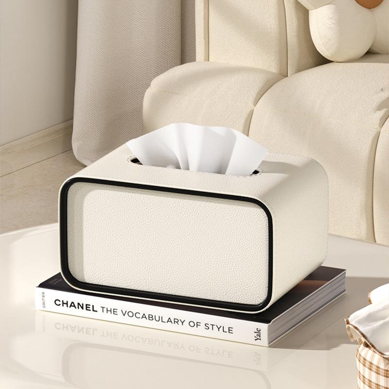 Leather Tissue Box with Storage Rack and Home Decoration Paper Rack, Suitable for Office Desks, Countertops, Bedside Tables, Etc