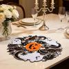 35x88cm Halloween Table Runner Pumpkin Ghost Bat Spiderweb Embroidered Tablecloth Vintage Fall Dining Party Cabinet Decor