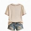 Damski casualowy T-shirt z dekoltem V i krótkim rękawem jesienna moda top