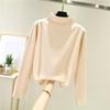 Women's Thick Fleece Base Shirt With Warm Inner Layer And Seamless Long Sleeved T-shirt Half High Neck Top