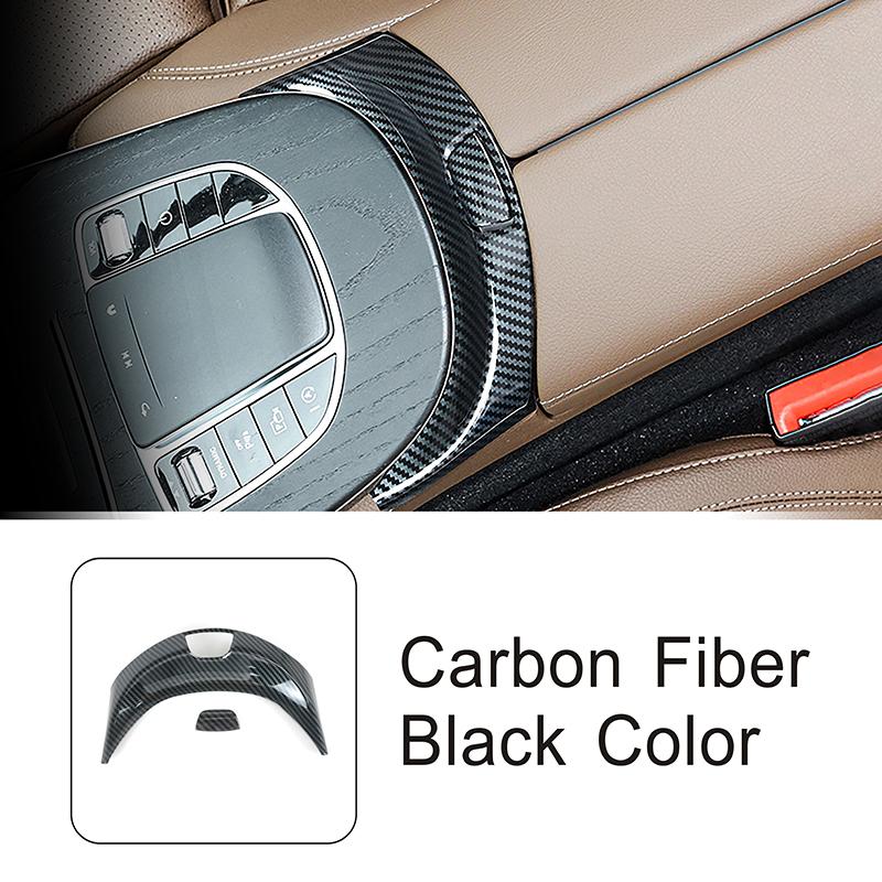For Mercedes Benz E Class W213 2017- Car Console Armrest Box Button Frame Cover Sticker Carbon Fiber Color Interior Decals
