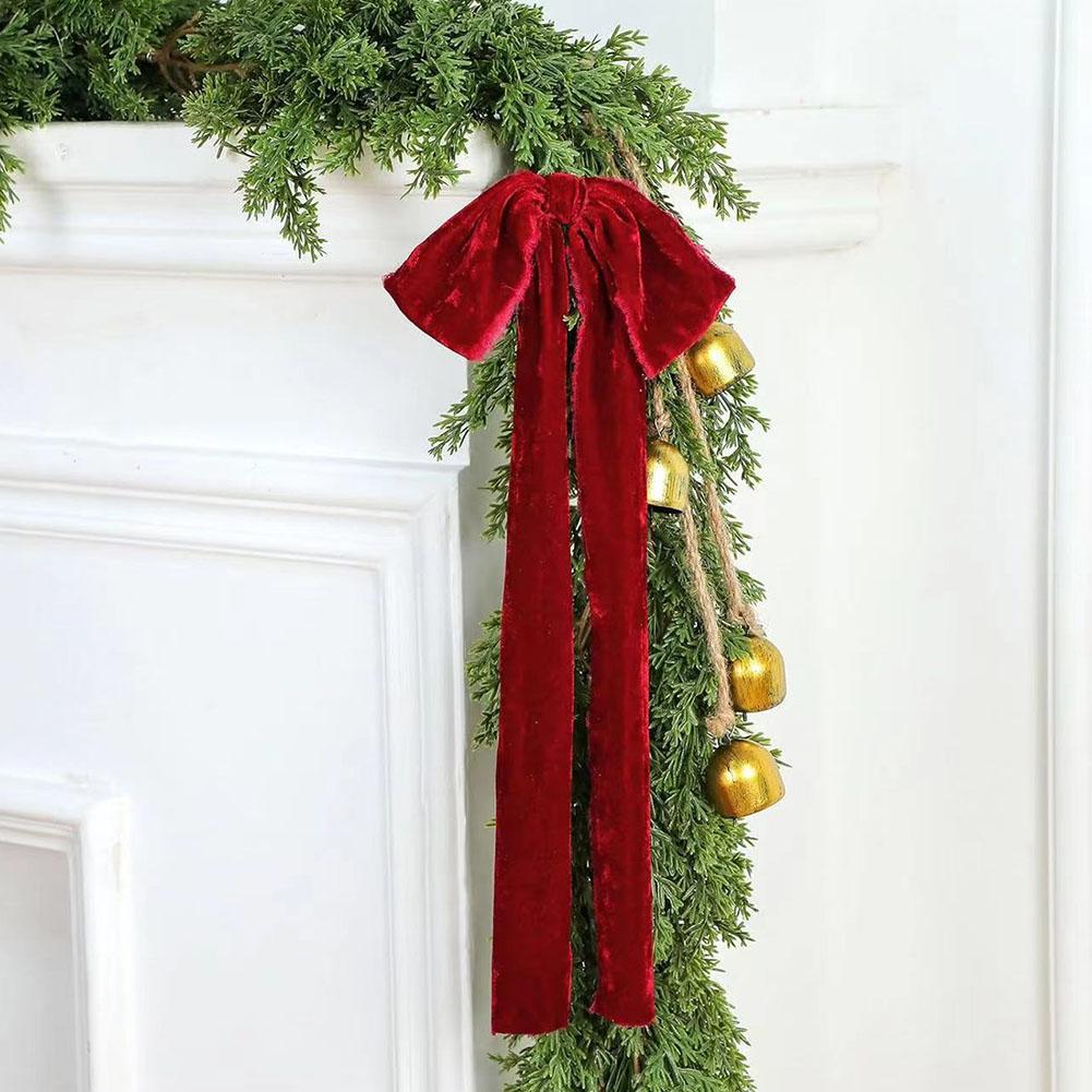 Velvet Christmas Bow 22 * 45cm Large Christmas Atmosphere Staircase Wreath Decoration Bow Christmas Tree Top Decoration
