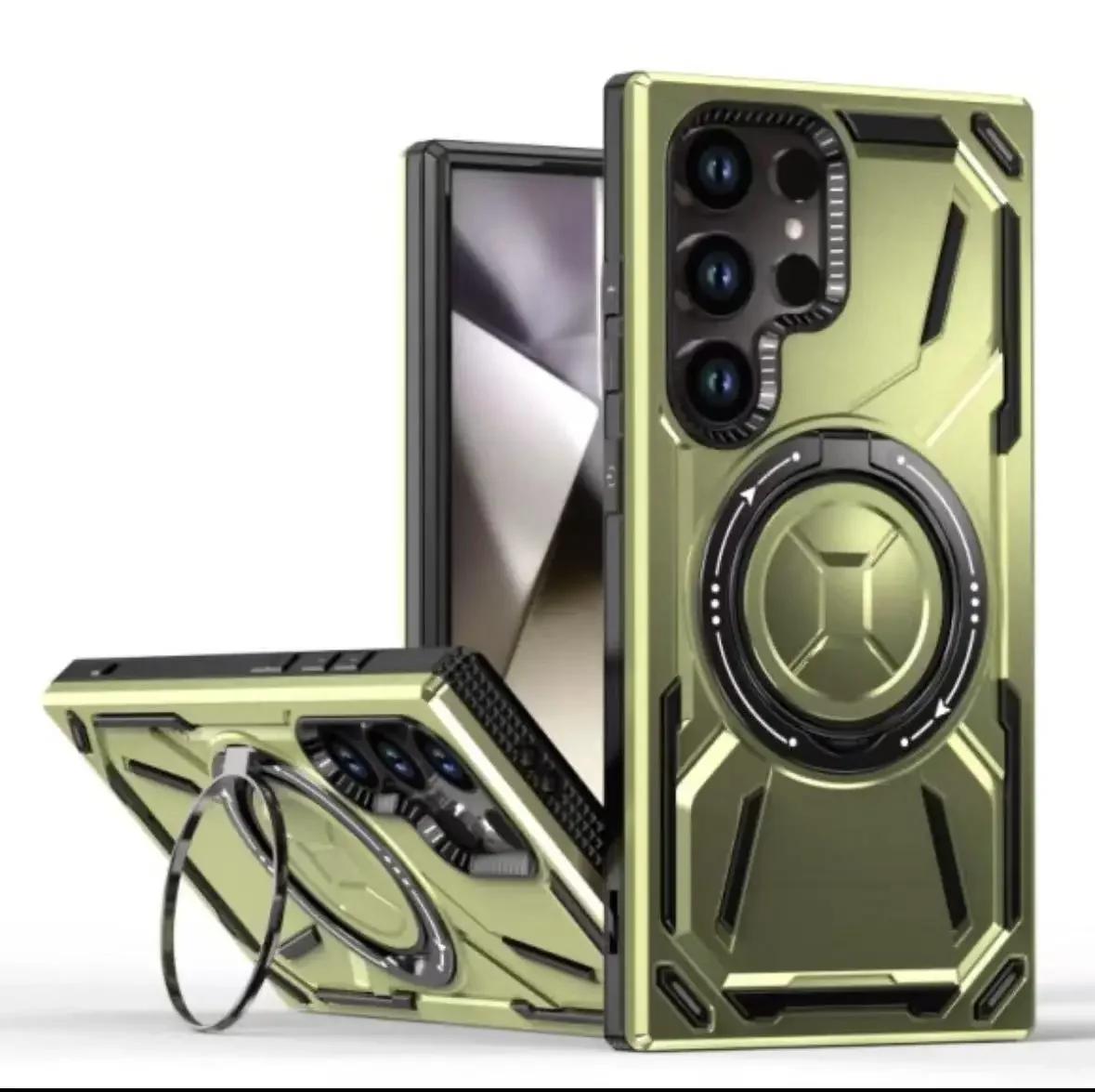 

Ударостійкий броньований чохол для Samsung Galaxy S25 S24 S23 S22 Ultra Plus FE Magsafe Бездротова зарядка обертовий кронштейн Чохол для телефону For Galaxy S22