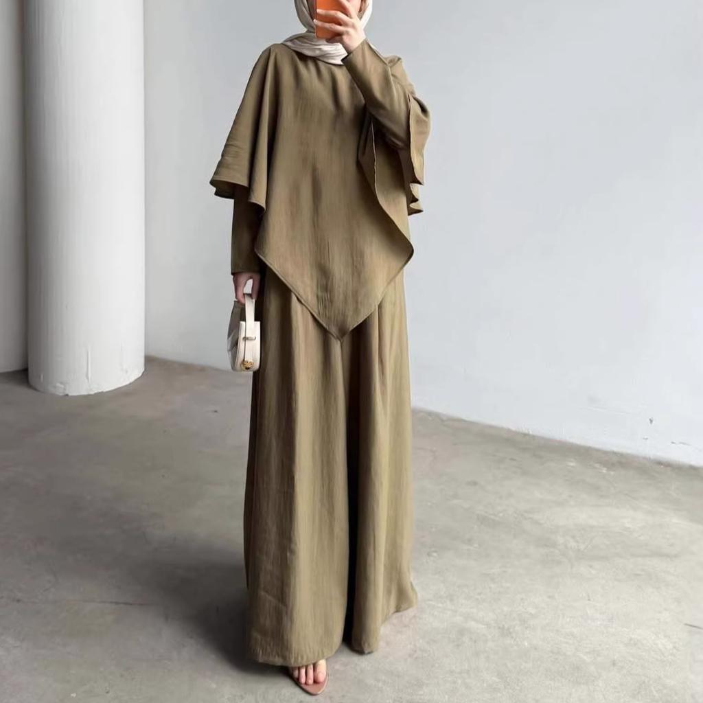 2026 Cross-border European and American women's clothing Amazon irregular top casual pants wide-leg pants two-piece set