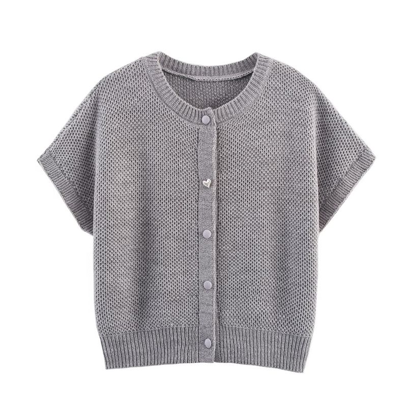 Zbzr Spring New Women clothes Western Style Fashion Simple round Neck Fishing Net Needle Waistcoat Sweater vest Cardigan