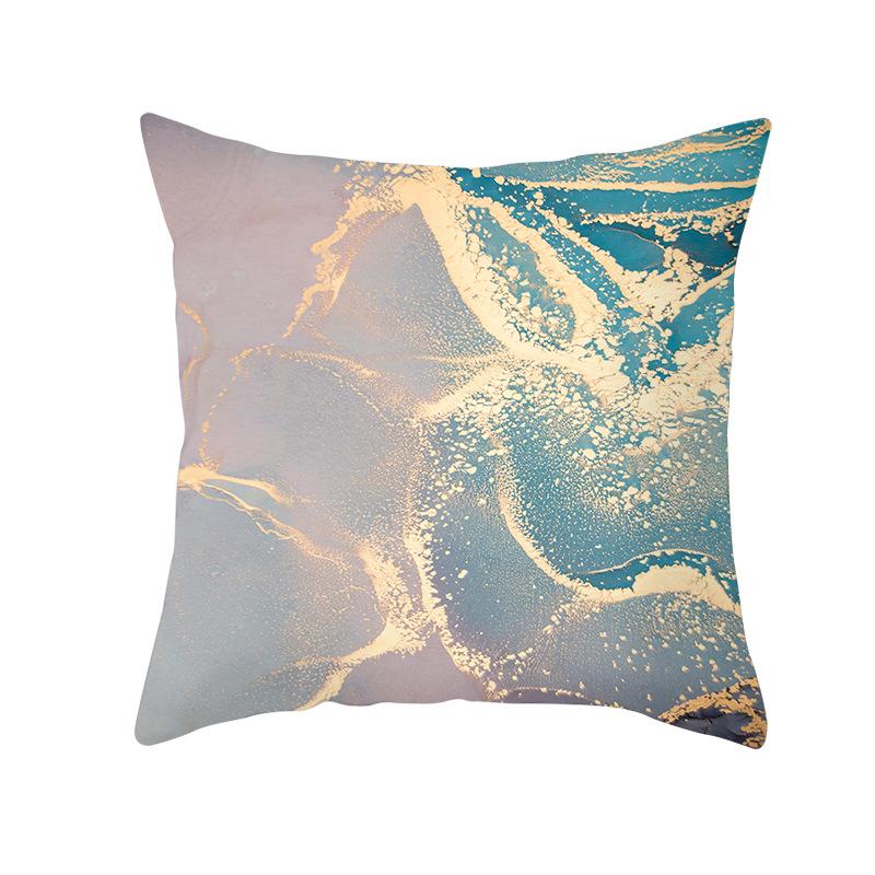 Nordic Marble Pattern Gold Edge Printed Peach Skin Pillow Cover Watercolor Ink Pattern Home Bedroom Pillow Cushion Cover
