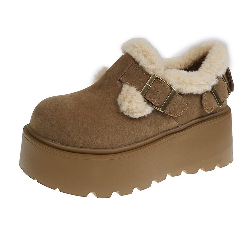 Fashion APHIXTA Platform Winter Plush Snow Boots Woman 8cm Thick Sole Shoes Women Warm Ankle Boots Buckle Women's Boots Size 35-40