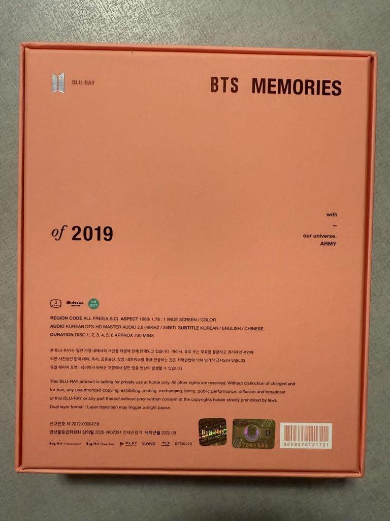 [USED] BTS MEMORIES of 2019 BLU-RAY Jimin