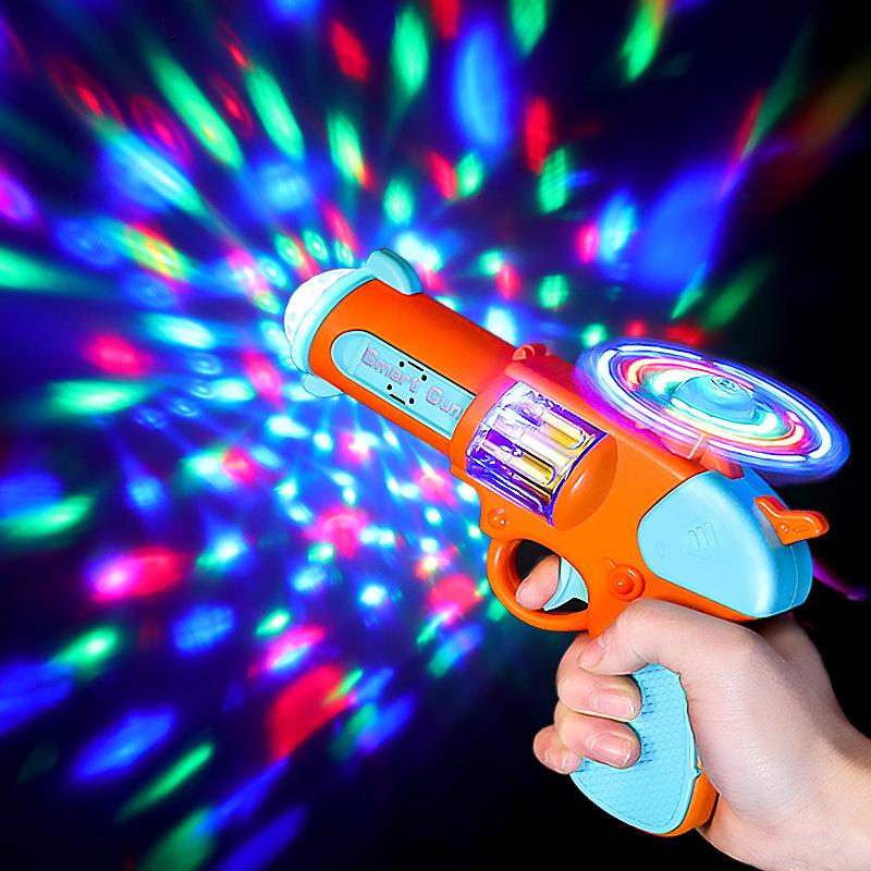 Kids Toy Pistol Electric Flash Music Colorful Rotating Projection Sound and Light Children's Toy Gun Gift