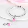Authentic Charm Bead Charms copper Plated Certified Cute Pet Pink Carnation Bead Charms Compatible With Bracelets Women Jewellery Making Diy