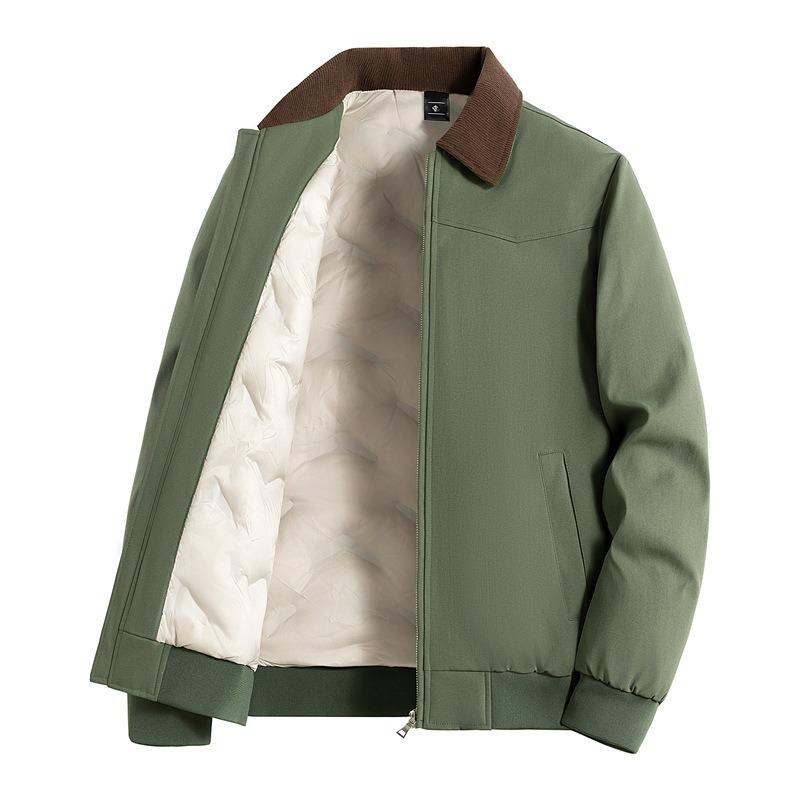 Wrinkle-resistant Down Jacket Men's Winter Lapel % White Duck Down Cold-resistant Loose Thickened Solid Color Jacket