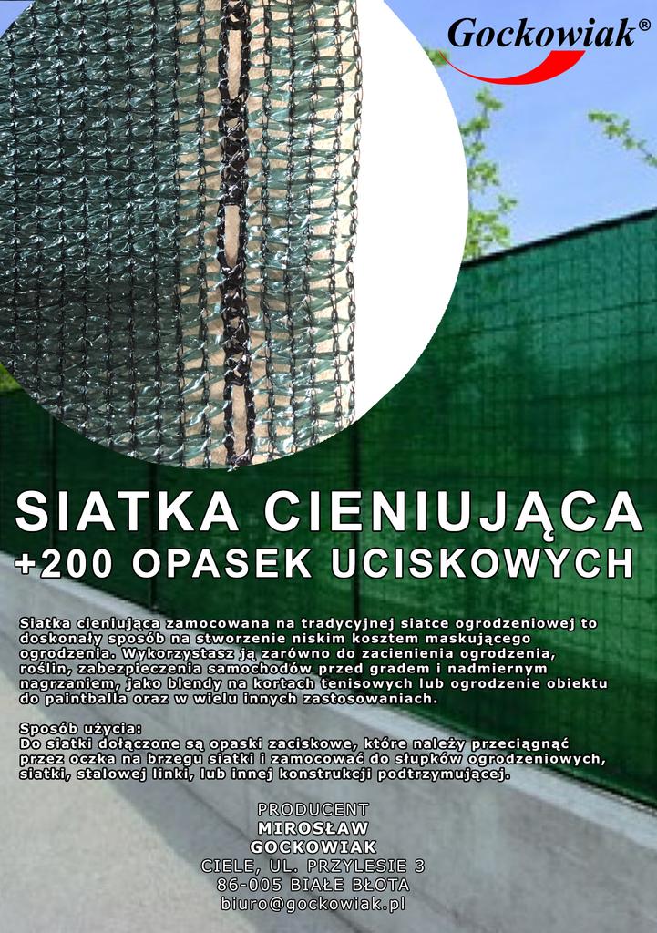 Siatka Cieniująca Na Ogrodzenie Płot Maskująca Osłona Mata Uv 90% 1,5X50M