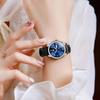 OLEVS Small Analog Quartz Popular Fashionable Wristwatch for Stylish Business Watch with Black Leather Luminous Date Blue Easy To Read Women's Watch,
