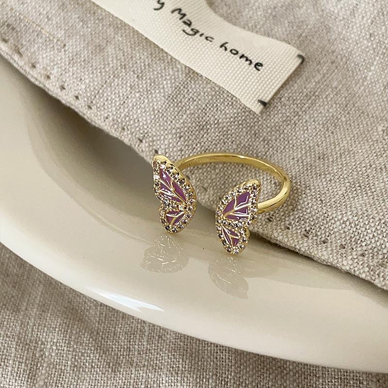 Exquisite Colorful Butterfly Open Ring Collection for Women: Unique, Fashionable, Versatile Finger Rings