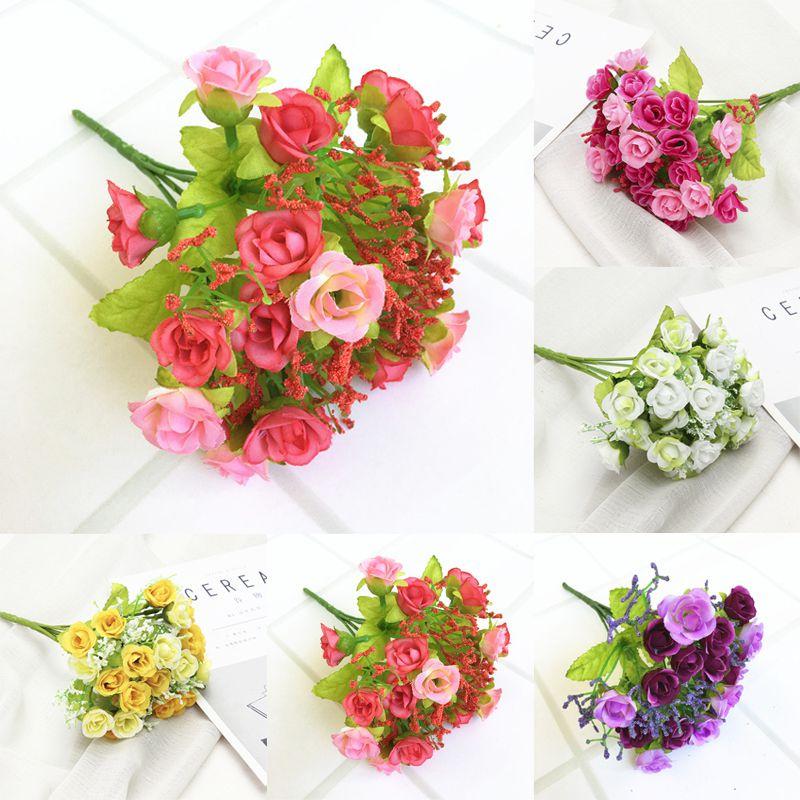 Artificial Head 21 Flower Silk Rose Bridal Wedding Bouquet Home Posy Decor