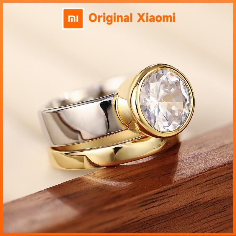 Xiaomi Huitan Novel Two Tone 2Pcs/Set Ring for Women Vintage Party Shiny Cubic Zirconia Trendy Daily Simple Gorgeous Finger Jewelry