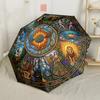 Astrological Horoscope Symbols Compact Travel Automatic Umbrella Retractable Design with 8-Rib Durability Compact Design Travel Essential