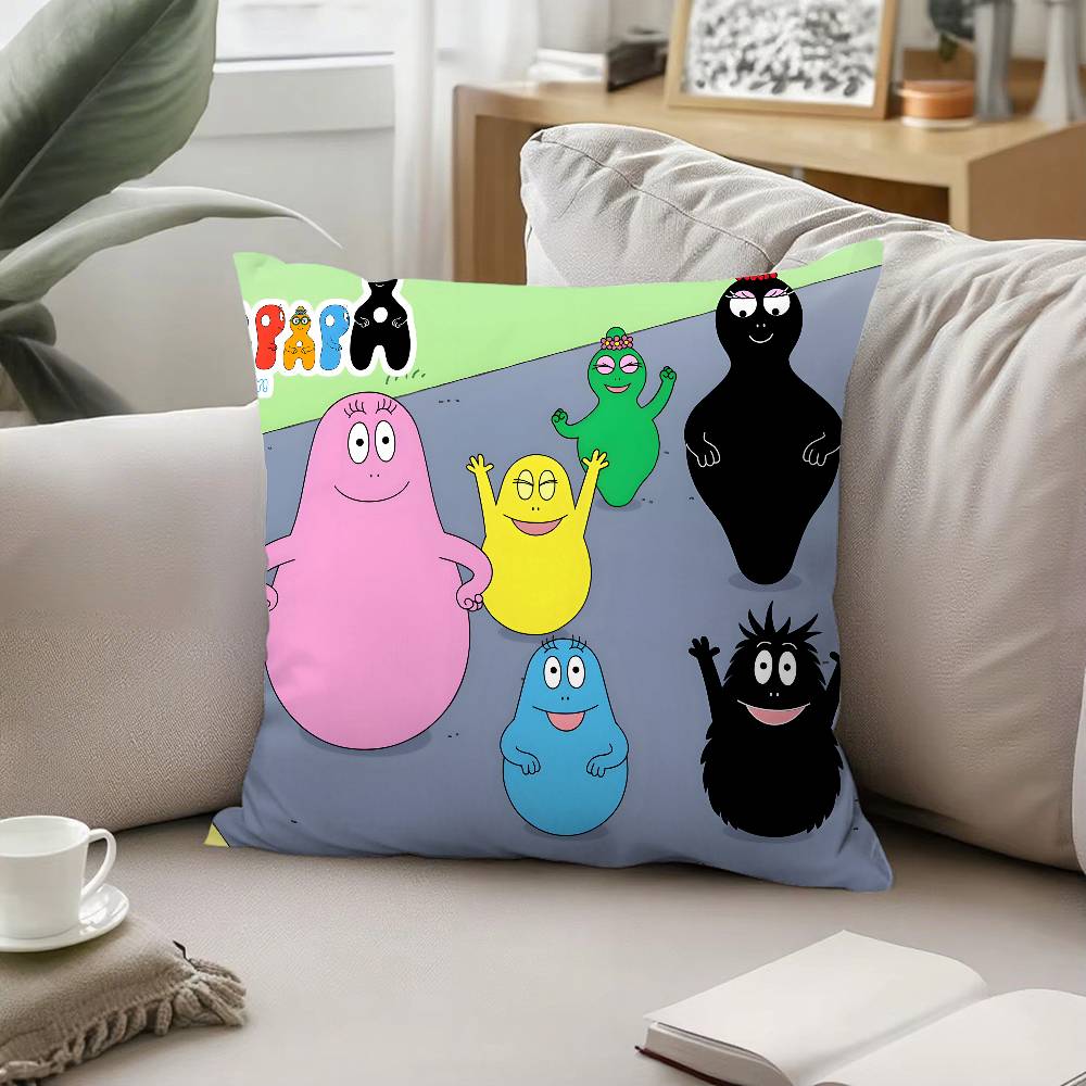 B-BarbapapaS-Cartoon Pillow Case Pattern Printed Pillowcase For Living Room Sofa Cushion Cover & Bedroom Decor