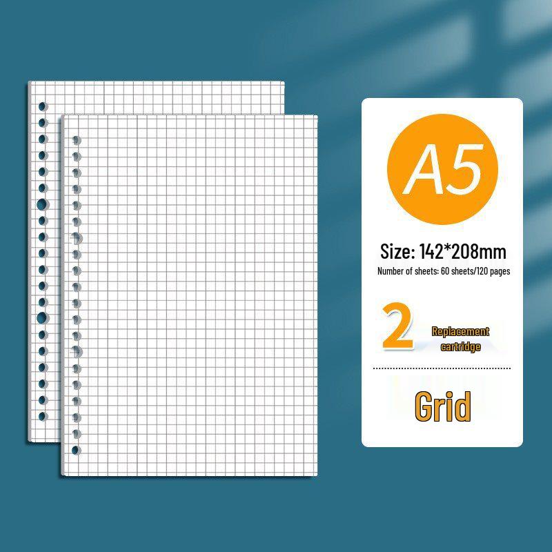 B5 Loose-Leaf Notebook Refill with 26-Hole and A5 Detachable Loose-Leaf Paper, 20-Hole Horizontal Line Grid for Exam Prep.