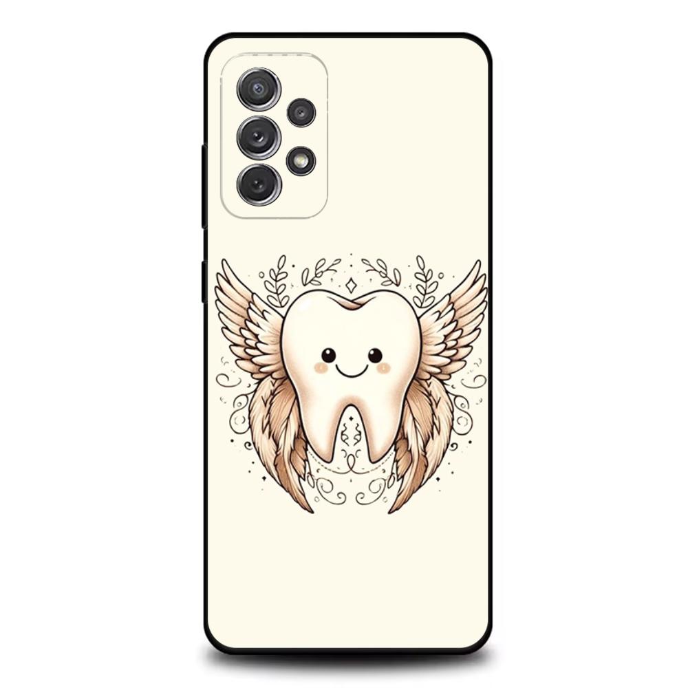 Tooth Teeth Funny Dentist Phone Case For Samsung S25,S24,S21,S22,S23,S30,Ultra,S20,Plus,Fe,Lite,Note,10,9,5G Black Cover
