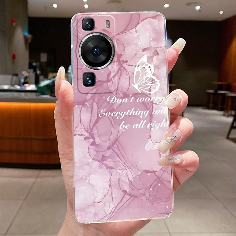 Für Huawei P60 Pro 2023 p60pro Hülle Cover Luxus Mode Schmetterling Blumen Transparent Weiches TPU Fundas Für Huawei P 60 P60 Pro Hülle